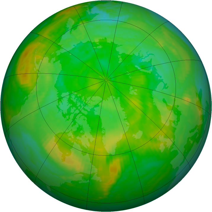 Arctic ozone map for 09 July 1990